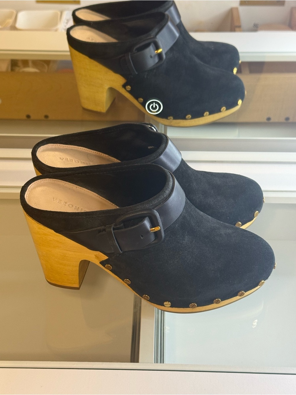 Veronica Beard Dacey Black Suede Studded Clogs NWOB Size 8.5